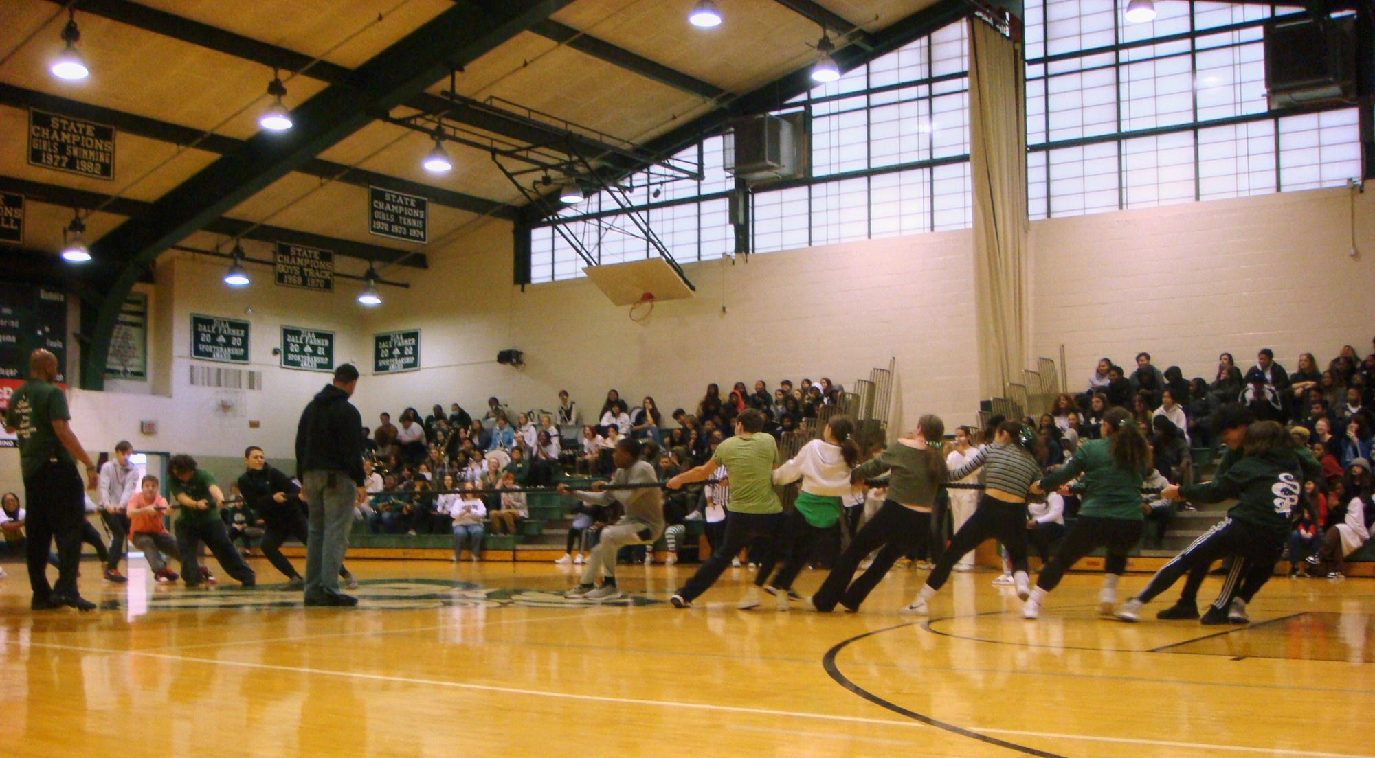 The underclassmen tug-of-war