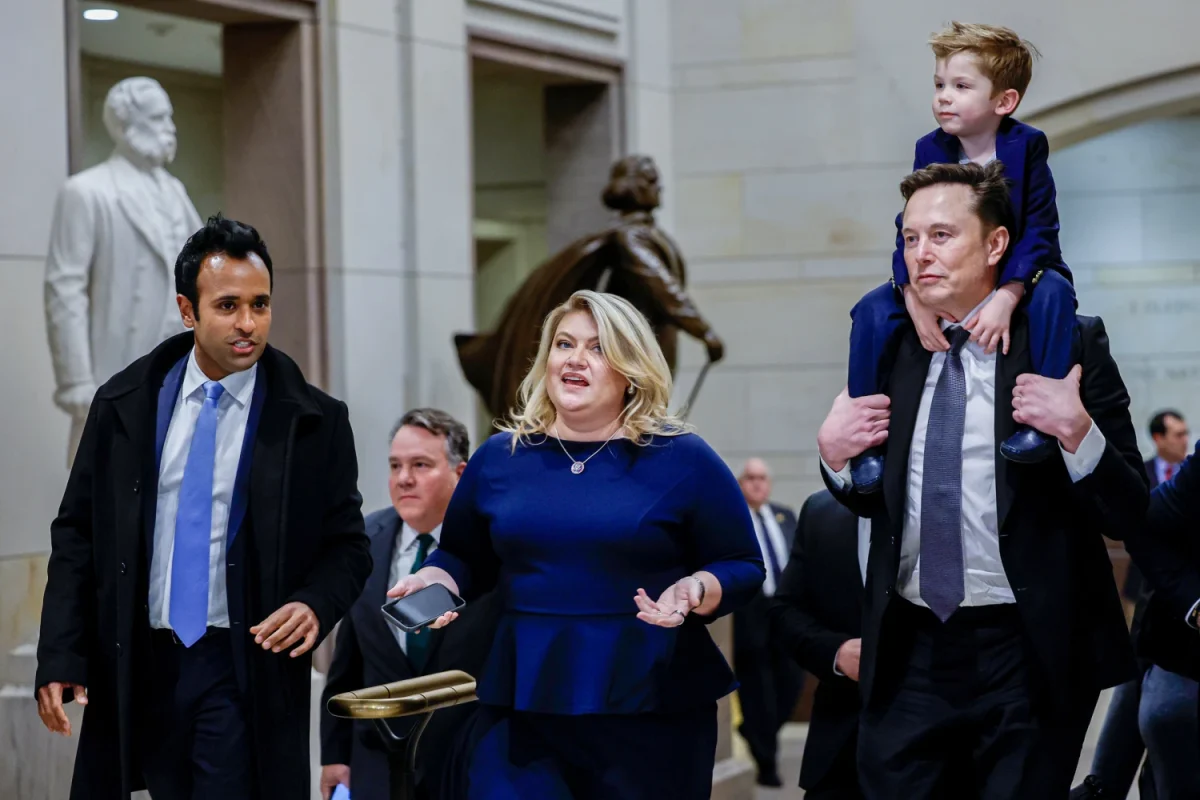 Ramaswamy (far left) and Musk (far right) handling some serious business. - NBC NEWS